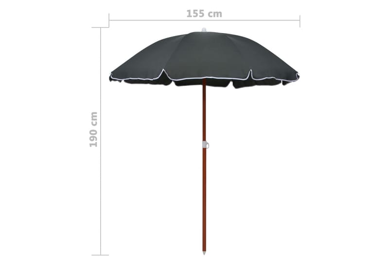 Parasoll med stålstang 180 cm antrasitt - Grå - Parasoller