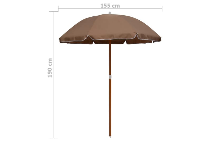 Parasoll med stålstang 180 cm gråbrun - Brun - Hagemøbler - Solbeskyttelse - Parasoller