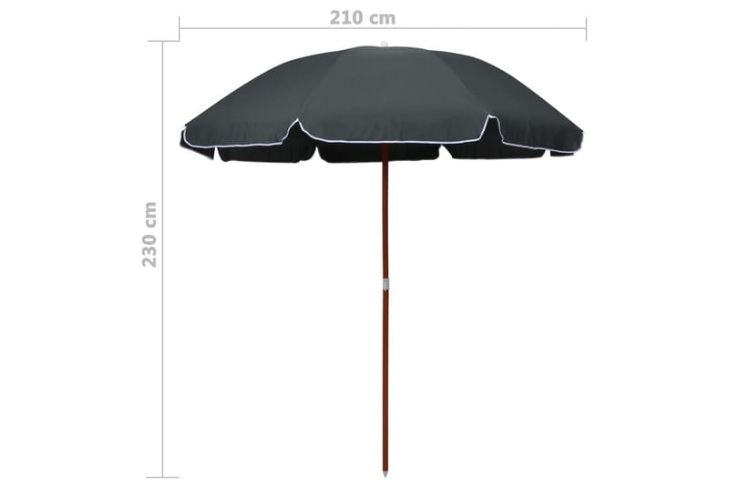 Parasoll med stålstang 240 cm antrasitt - Grå - Parasoller