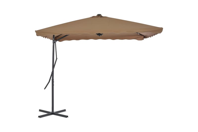Parasoll med stålstang 250x250 cm gråbrun - Hagemøbler - Solbeskyttelse - Parasoller