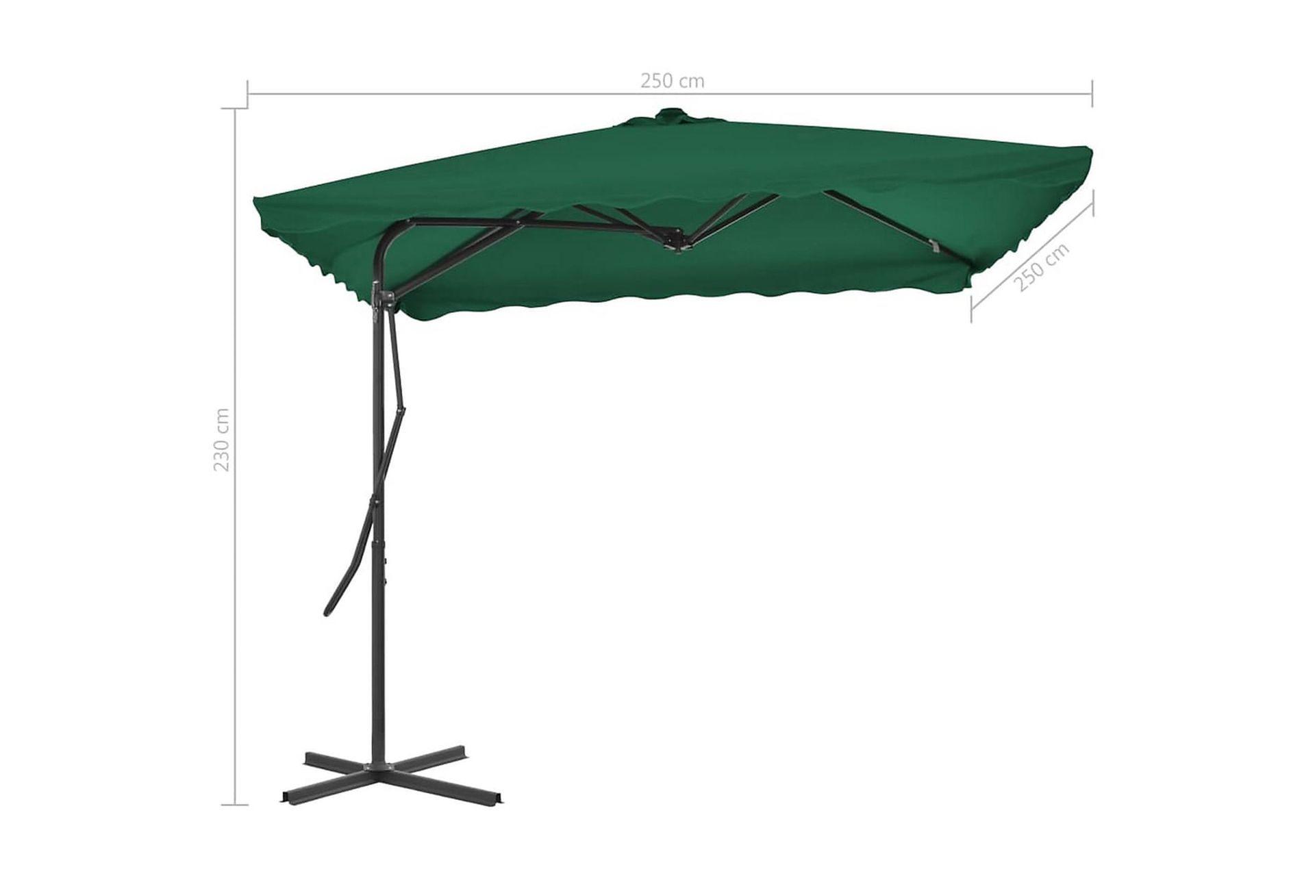 Parasoll med stålstang 250x250 cm grønn - Hagemøbler - Solbeskyttelse - Parasoller