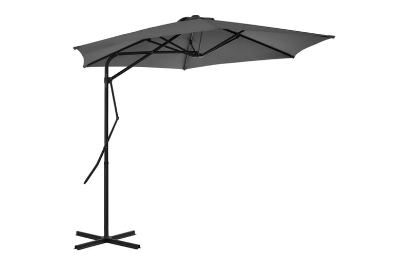 Parasoll med stålstang 300 cm antrasitt - Hagemøbler - Solbeskyttelse - Parasoller