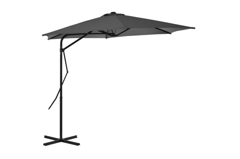 Parasoll med stålstang 300 cm antrasitt - Hagemøbler - Solbeskyttelse - Parasoller