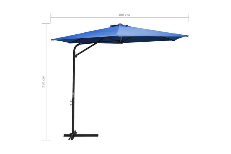 Parasoll med stålstang 300 cm asurblå - Hagemøbler - Solbeskyttelse - Parasoller