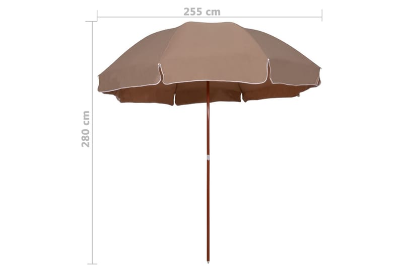 Parasoll med stålstang 300 cm gråbrun - Brun - Hagemøbler - Solbeskyttelse - Parasoller