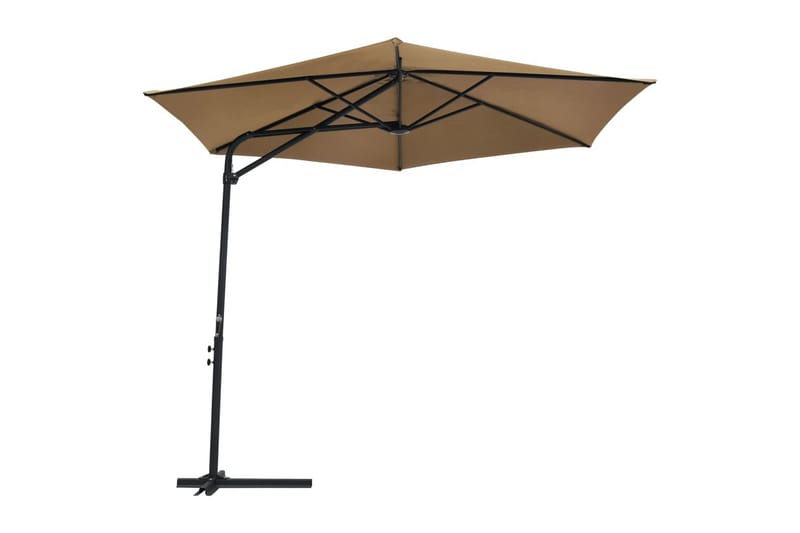 Parasoll med stålstang 300 cm gråbrun - Hagemøbler - Solbeskyttelse - Parasoller