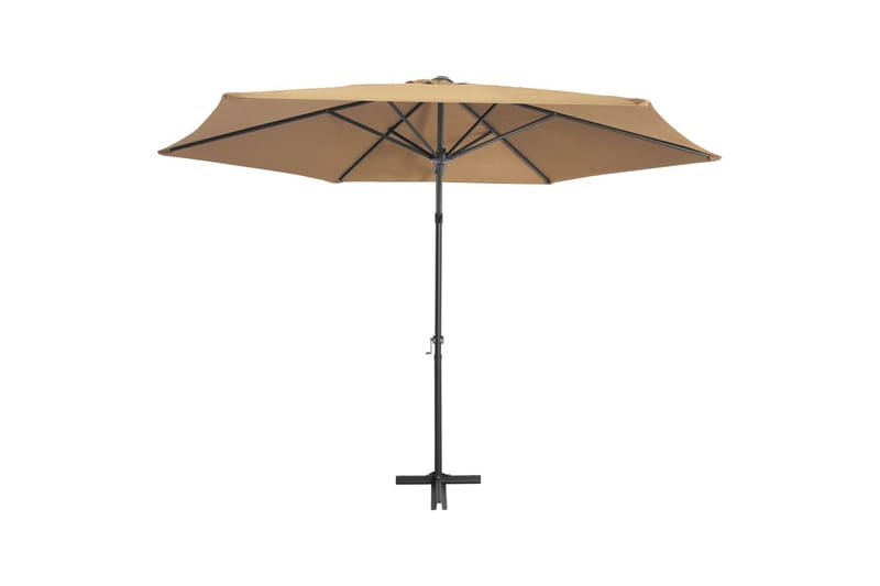 Parasoll med stålstang 300 cm gråbrun - Hagemøbler - Solbeskyttelse - Parasoller