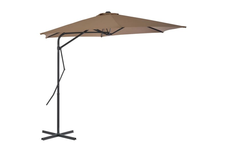 Parasoll med stålstang 300 cm gråbrun - Hagemøbler - Solbeskyttelse - Parasoller