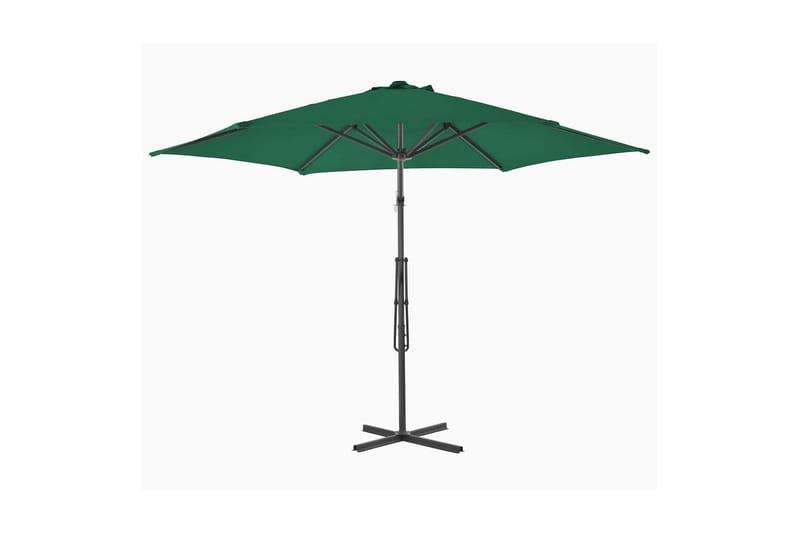 Parasoll med stålstang 300 cm grønn - Hagemøbler - Solbeskyttelse - Parasoller