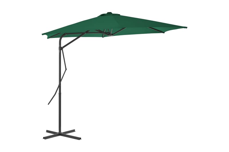 Parasoll med stålstang 300 cm grønn - Hagemøbler - Solbeskyttelse - Parasoller