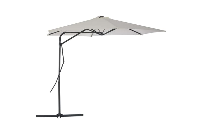 Parasoll med stålstang 300 cm sand - Hagemøbler - Solbeskyttelse - Parasoller