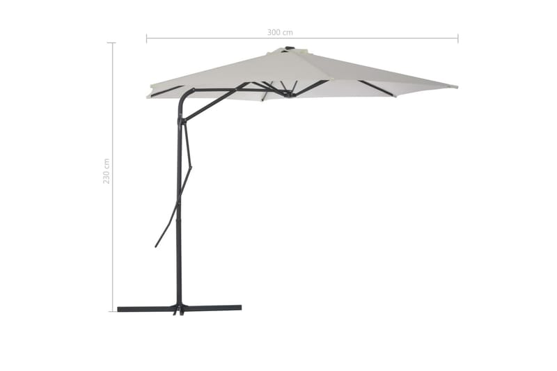 Parasoll med stålstang 300 cm sand - Hagemøbler - Solbeskyttelse - Parasoller