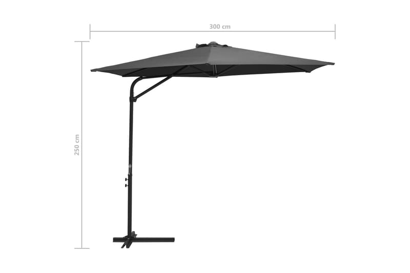 Parasoll med stålstang 300x250 cm antrasitt - Hagemøbler - Solbeskyttelse - Parasoller
