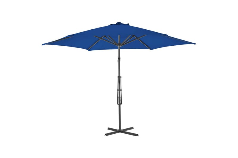 Parasoll med stålstang blå 300x230 cm - Blå - Hagemøbler - Solbeskyttelse - Parasoller