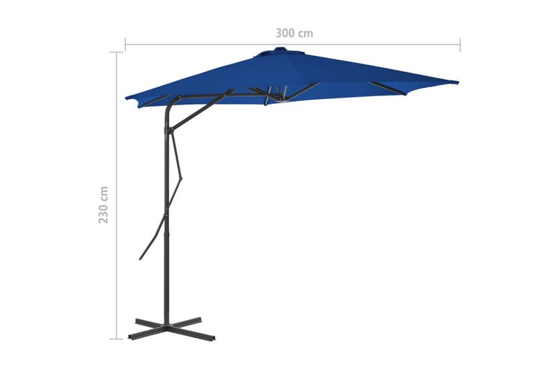 Parasoll med stålstang blå 300x230 cm - Blå - Hagemøbler - Solbeskyttelse - Parasoller