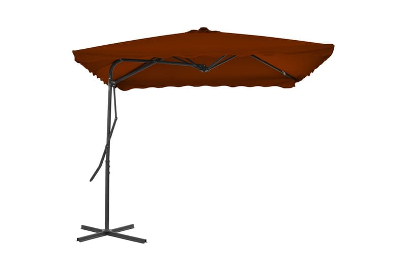 Parasoll med stålstang terrakotta 250x250x230 cm - Hagemøbler - Solbeskyttelse - Parasoller