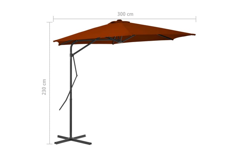 Parasoll med stålstang terrakotta 300x230 cm - Parasoller