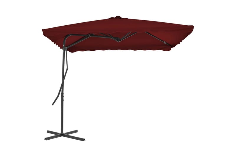 Parasoll med stålstang vinrød 250x250x230 cm - Rød - Hagemøbler - Solbeskyttelse - Parasoller