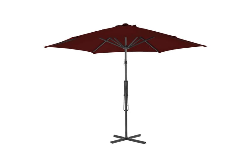 Parasoll med stålstang vinrød 300x230 cm - Rød - Hagemøbler - Solbeskyttelse - Parasoller