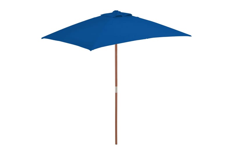 Parasoll med trestang 150x200 cm blå - Blå - Hagemøbler - Solbeskyttelse - Parasoller