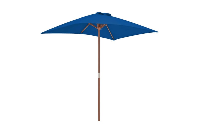 Parasoll med trestang 150x200 cm blå - Blå - Hagemøbler - Solbeskyttelse - Parasoller