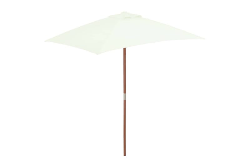 Parasoll med trestang 150x200 cm sandfarget - Hagemøbler - Solbeskyttelse - Parasoller