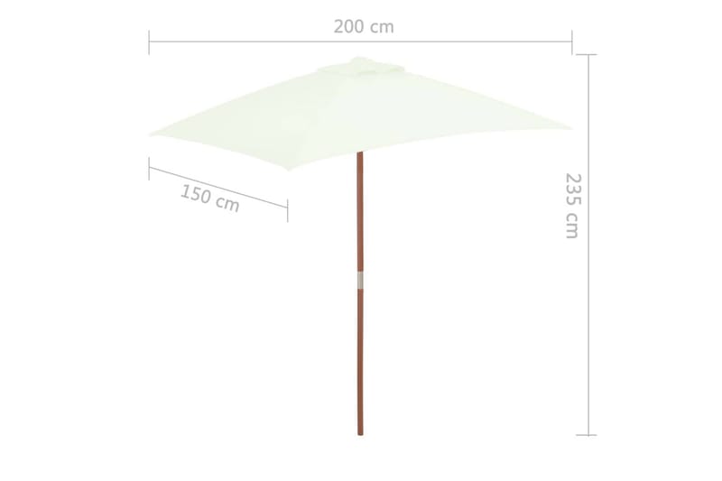 Parasoll med trestang 150x200 cm sandfarget - Hagemøbler - Solbeskyttelse - Parasoller