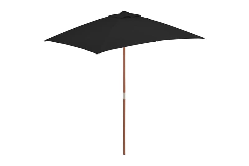 Parasoll med trestang 150x200 cm svart - Svart - Hagemøbler - Solbeskyttelse - Parasoller