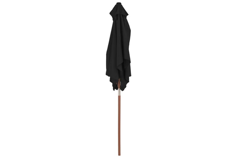 Parasoll med trestang 150x200 cm svart - Svart - Hagemøbler - Solbeskyttelse - Parasoller