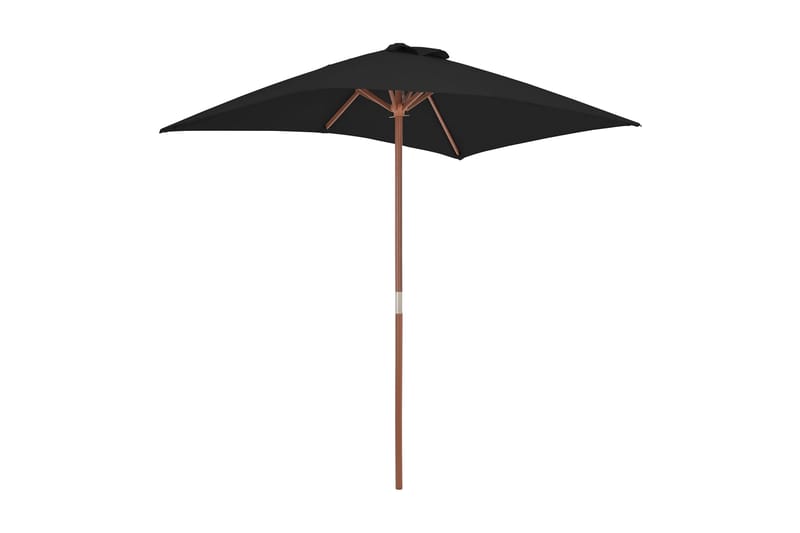 Parasoll med trestang 150x200 cm svart - Svart - Hagemøbler - Solbeskyttelse - Parasoller