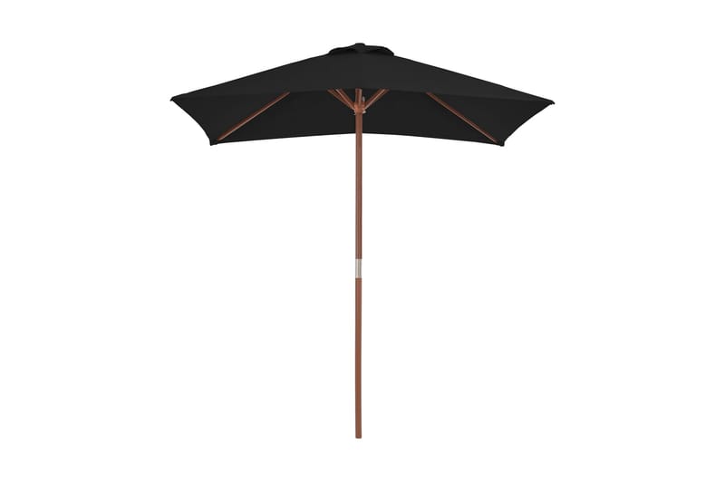 Parasoll med trestang 150x200 cm svart - Svart - Hagemøbler - Solbeskyttelse - Parasoller