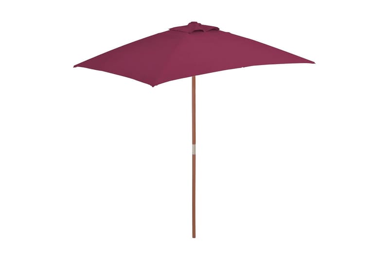 Parasoll med trestang 150x200 cm vinrød - Hagemøbler - Solbeskyttelse - Parasoller