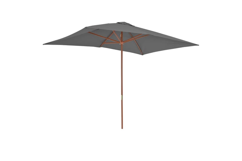 Parasoll med trestang 200x300 cm antrasitt - Hagemøbler - Solbeskyttelse - Parasoller
