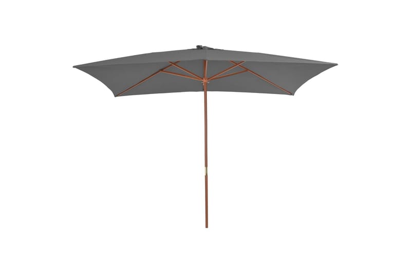 Parasoll med trestang 200x300 cm antrasitt - Hagemøbler - Solbeskyttelse - Parasoller