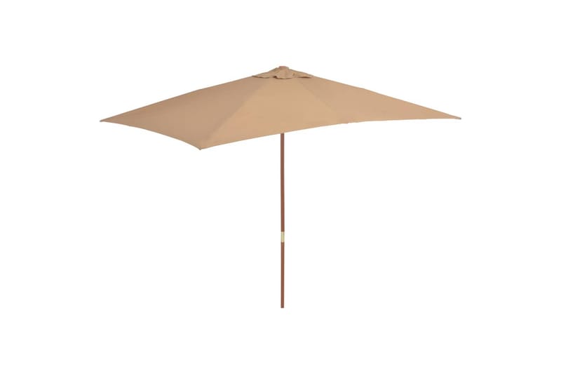 Parasoll med trestang 200x300 cm gråbrun - Hagemøbler - Solbeskyttelse - Parasoller