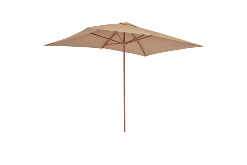 Parasoll med trestang 200x300 cm gråbrun - Hagemøbler - Solbeskyttelse - Parasoller