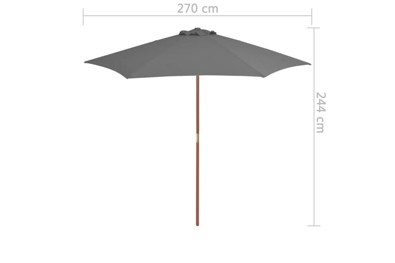 Parasoll med trestang 270 cm antrasitt - Hagemøbler - Solbeskyttelse - Parasoller