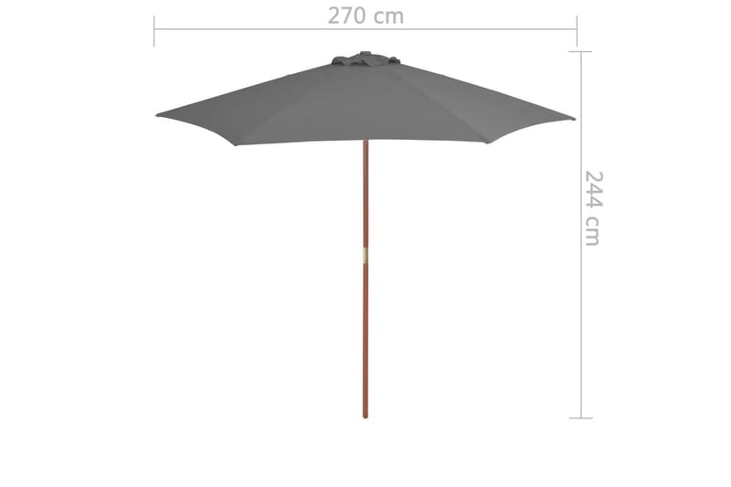 Parasoll med trestang 270 cm antrasitt - Parasoller