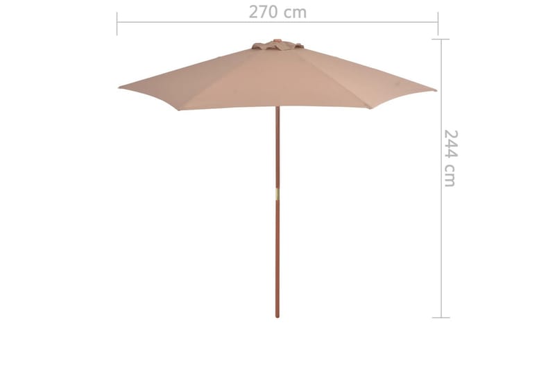 Parasoll med trestang 270 cm gråbrun - Hagemøbler - Solbeskyttelse - Parasoller
