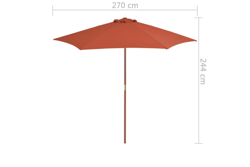 Parasoll med trestang 270 cm terrakotta - Hagemøbler - Solbeskyttelse - Parasoller