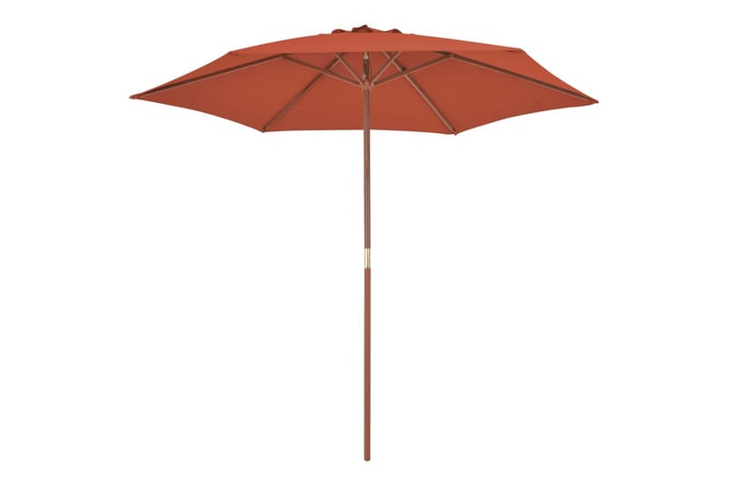 Parasoll med trestang 270 cm terrakotta - Hagemøbler - Solbeskyttelse - Parasoller