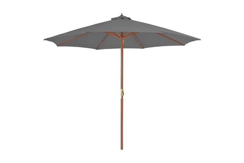Parasoll med trestang 300 cm antrasitt - Hagemøbler - Solbeskyttelse - Parasoller
