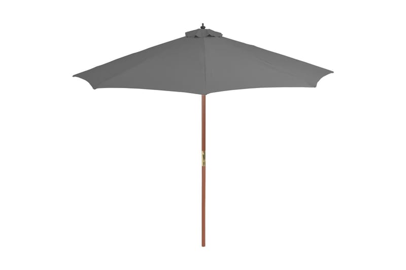 Parasoll med trestang 300 cm antrasitt - Hagemøbler - Solbeskyttelse - Parasoller
