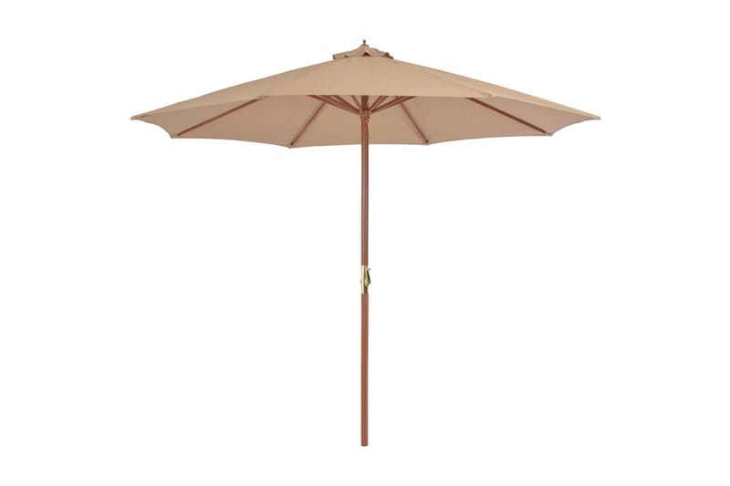 Parasoll med trestang 300 cm gråbrun - Hagemøbler - Solbeskyttelse - Parasoller