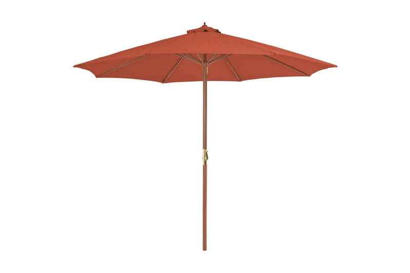 Parasoll med trestang 300 cm terrakotta - Hagemøbler - Solbeskyttelse - Parasoller