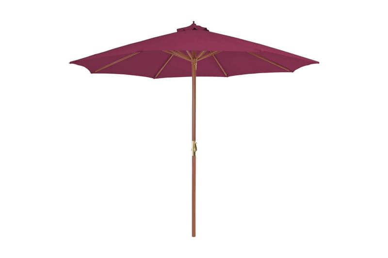 Parasoll med trestang 300 cm vinrød - Hagemøbler - Solbeskyttelse - Parasoller