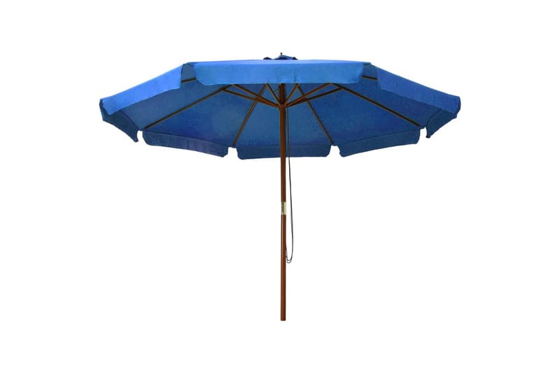 Parasoll med trestang 330 cm asurblå - Hagemøbler - Solbeskyttelse - Parasoller