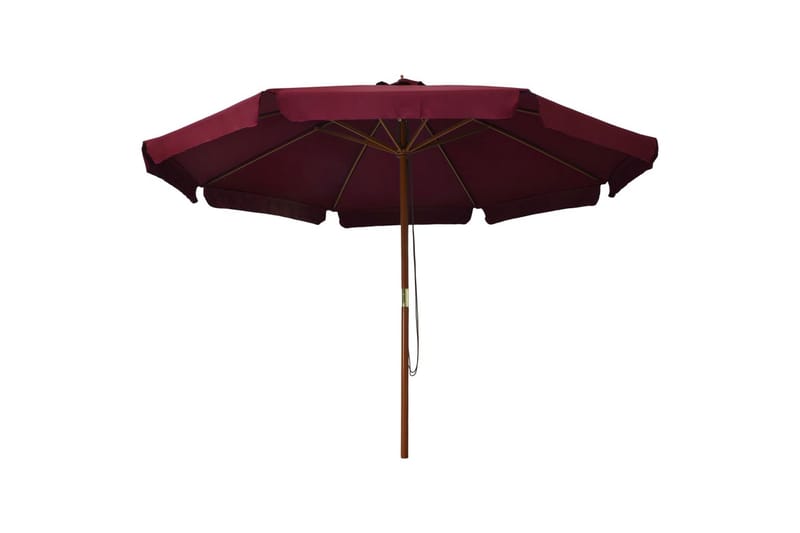 Parasoll med trestang 330 cm burgunder - Hagemøbler - Solbeskyttelse - Parasoller