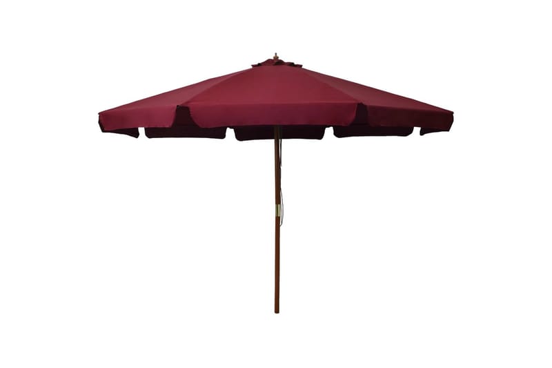 Parasoll med trestang 330 cm burgunder - Hagemøbler - Solbeskyttelse - Parasoller