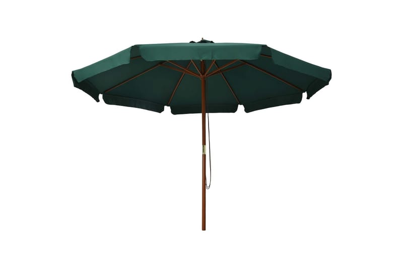 Parasoll med trestang 330 cm grønn - Hagemøbler - Solbeskyttelse - Parasoller